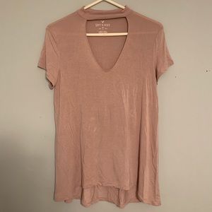 pink cut out tee